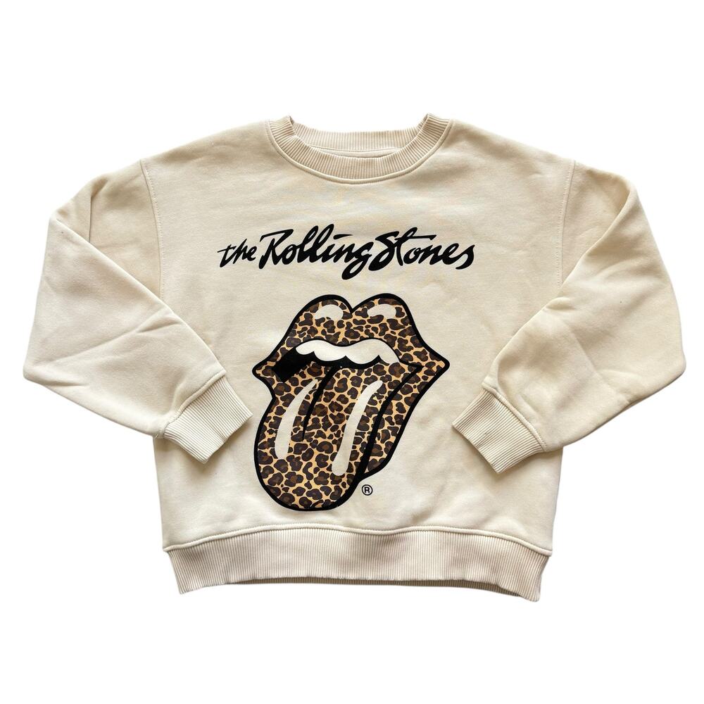 Zara + The Rolling Stones Animal Print Logo Pullover Crew Sweatshirt Size 8-9y